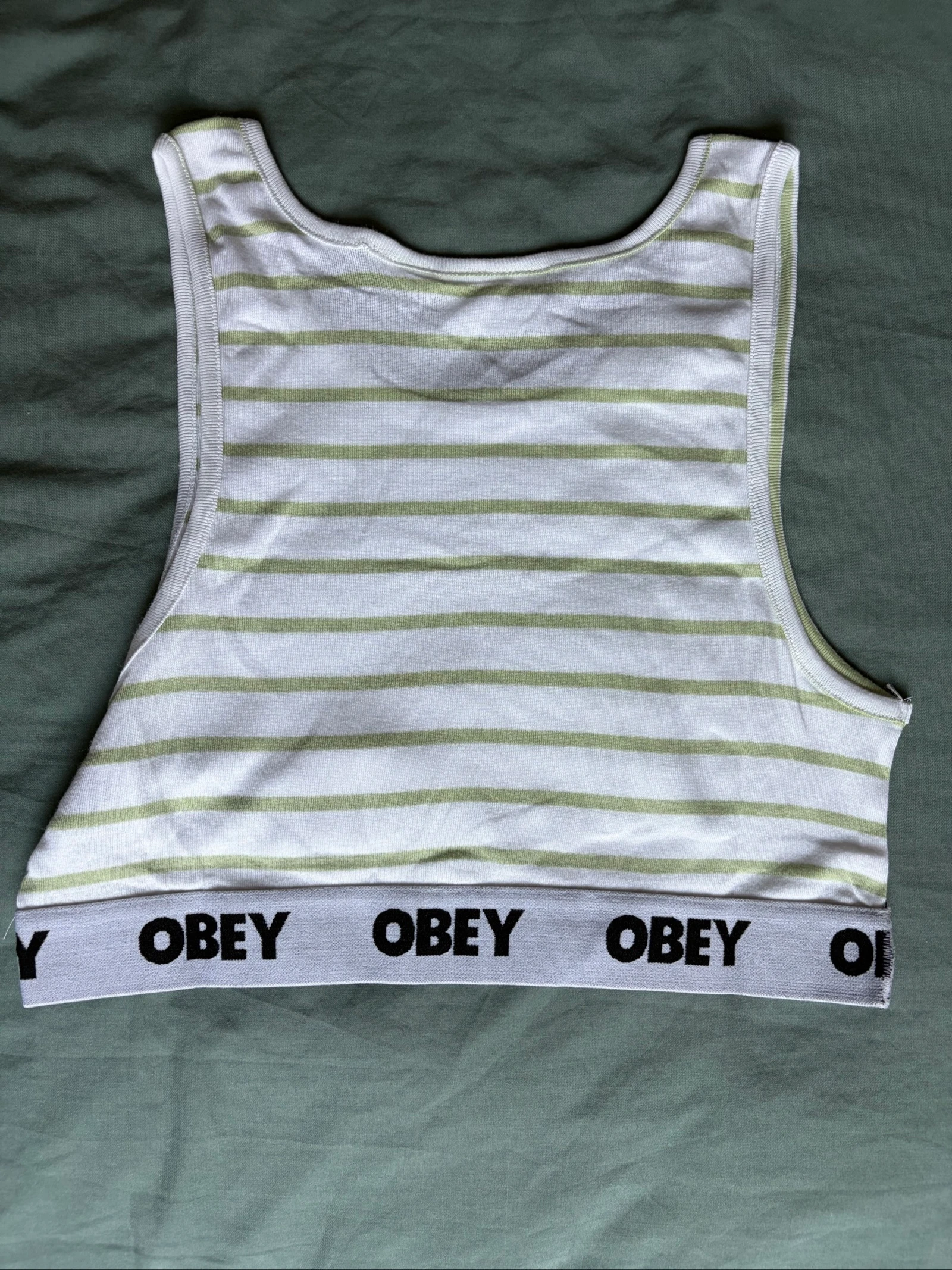 Obey gestreepte crop top bh lichtgroen – Maat L – Nieuw met label – photo 3